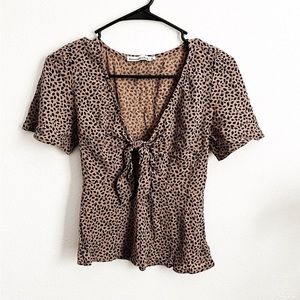 Abercrombie & Fitch Printed Dot Knot Front Blouse